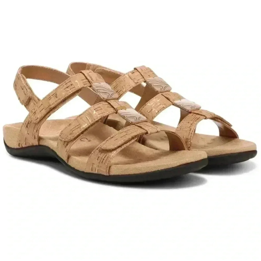 VIONIC Amber Adjustable Gold Cork Sandals